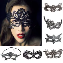 Masque oeil de dentelle noire - fête & carnaval & masquerades 2 pièces