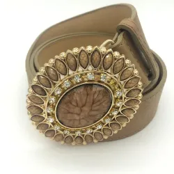 Luxe vintage leren riem met kristallen en parels ronde gespRiemen