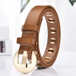 Fashionable leather belt with metal buckle & holesBelts