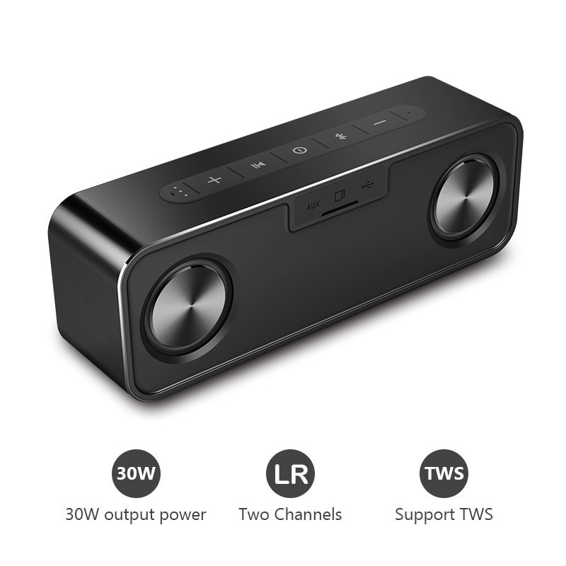 30W Bluetooth metal speaker with super bass - wireless 3D digital columnBluetooth Luidsprekers