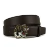 Leather belt with a tiger's headRiemen