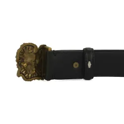 Leather belt with a tiger's headRiemen