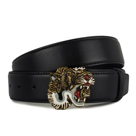 Ceinture en cuir avec tête de tigre