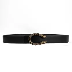 Leather belt with a crystals & tiger's headRiemen