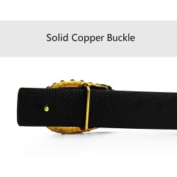 Leather belt with a crystals & tiger's headRiemen