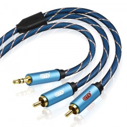 Câble audio EMK 3.5mm à 2RCA AUX - 1m - 1.5m - 2m - 3m - 5m