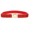 Elegant elastic belt with gold round buckleBelts