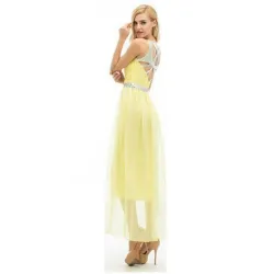 Lange Chiffon Elegante Gele JurkJurken