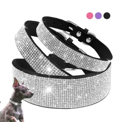 Col en cuir avec strass pour chiens et chats