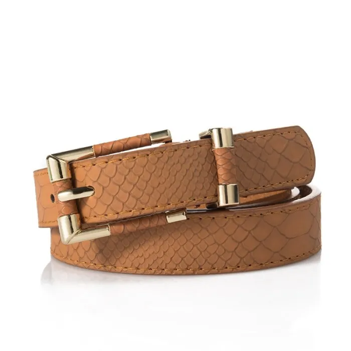 New Women Belts Fashion Crocodile Punk Thin Waist Belt Female Second Leather Straps High Quality JeaRiemen