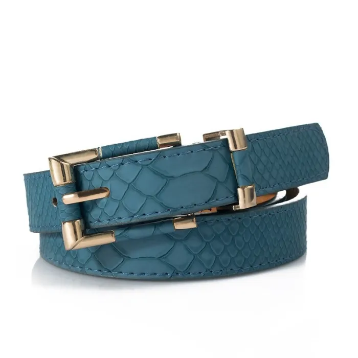 New Women Belts Fashion Crocodile Punk Thin Waist Belt Female Second Leather Straps High Quality JeaRiemen