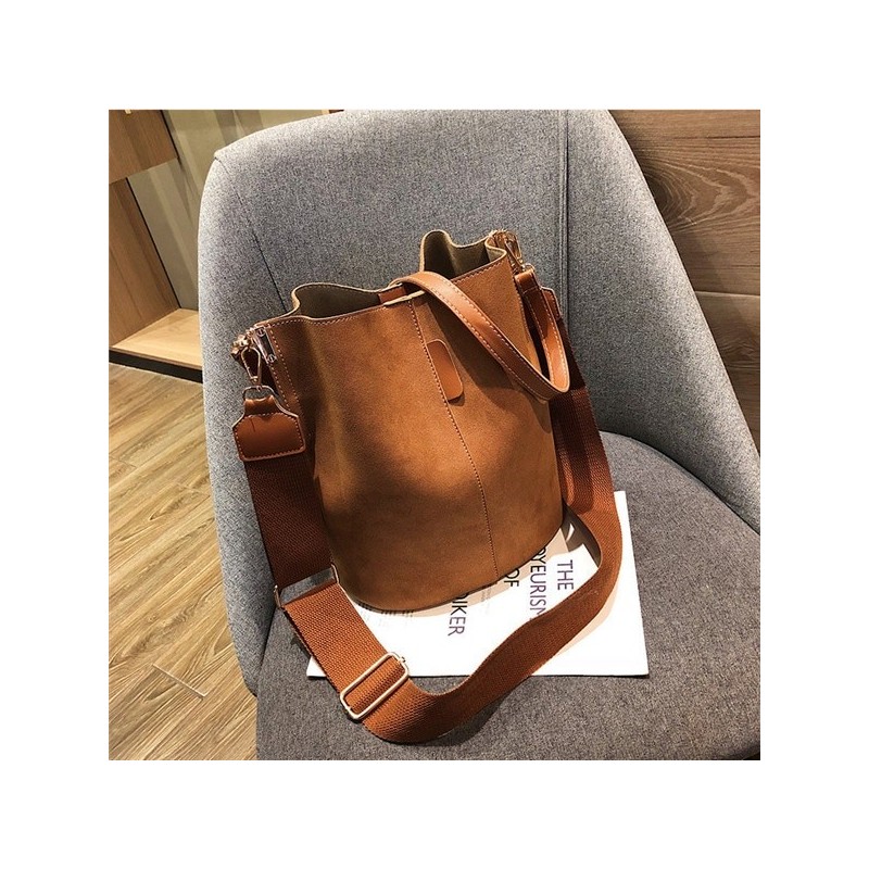 Messenger bag Women Bucket Shoulder Bag large capacity vintage Matte PU Leather lady handbag LuxuryHandtassen
