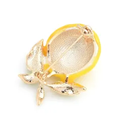 citron jaune - broche d'or émail