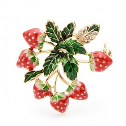 Strawberries with leaves - an elegant crystal broochBroches