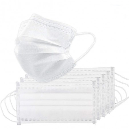 Masque en bouche / visage - jetable - antibactérien - blanc