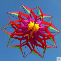 3D bloemvormige vlieger met handvat en lijn - 150 cm doorsnedeVliegers
