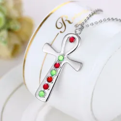 Multi-Color Crystal Jesus Cross - Pendant NecklaceHalskettingen