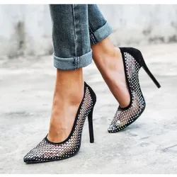 Glitter Crystal High Heels Pumps - BlackHoge hakken