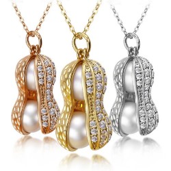 Cacahuète en cristal avec perles - collier