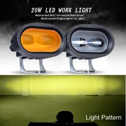 20W LED Work Light 6D 12V - Motorcycle - Yellow/White LampLampen & verlichting