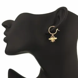 1 Pair Small Bee Pendant Earrings - GoldOorbellen