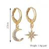 Crystal Moon & star - boucles d'oreilles en or & argent
