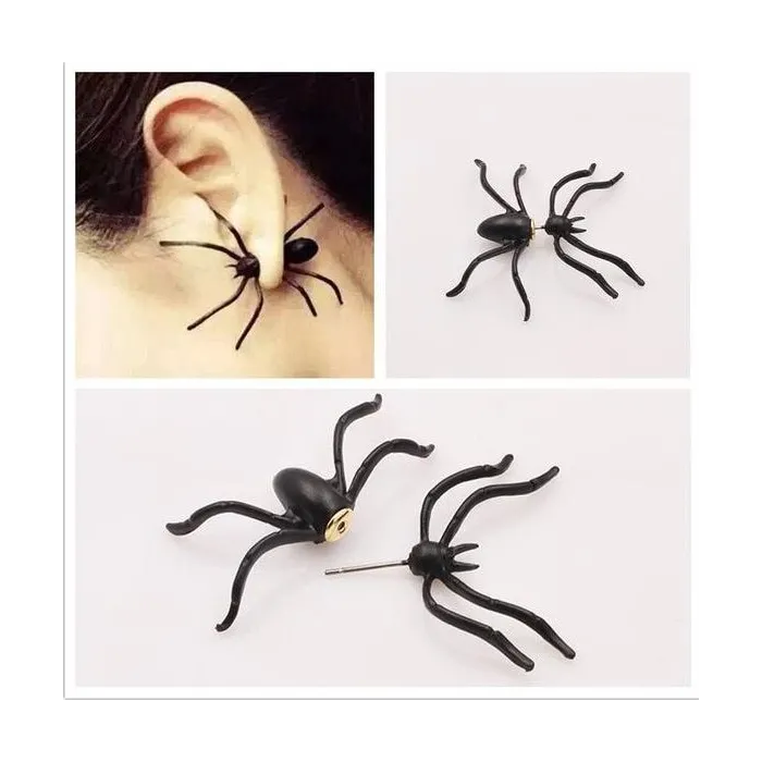 Boucles d'oreilles avec araignée noire