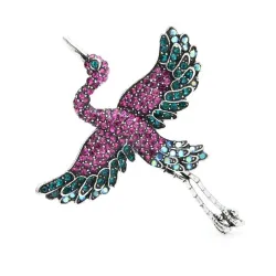 Flying Crane Brooches - RhinestoneBroches