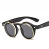 retro round steam punk flip up sunglasses - vintage classic double flip sun glassesSunglasses