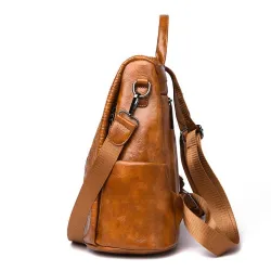 Casual Leather Bag - Women - Brown/BlackRugzakken