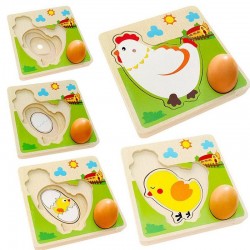 Puzzle en bois 3D - mèche multicouche - oeufs pondus - croissance de poulet - jouets éducatifs