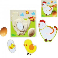 Puzzle en bois 3D - mèche multicouche - oeufs pondus - croissance de poulet - jouets éducatifs