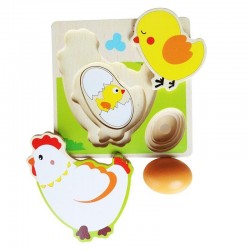 Puzzle en bois 3D - mèche multicouche - oeufs pondus - croissance de poulet - jouets éducatifs