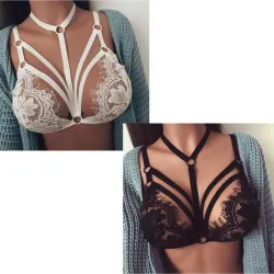 Bralette dentelle florale - Noir/Blanc