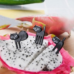 Black cat fruit fork - 6pcs/packBestek
