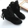 Women's boots - ankle boots - cut outs - red/black/beigeBoots