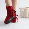 Women's boots - ankle boots - cut outs - red/black/beigeLaarzen