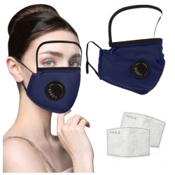 Mouth / face protective mask - detachable plastic eye shield - air valve - 2.5PM filter - reusableMouth masks
