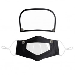 Masque de bouche pour enfants avec bouclier oculaire amovible - bouche visible - réutilisable - lavable