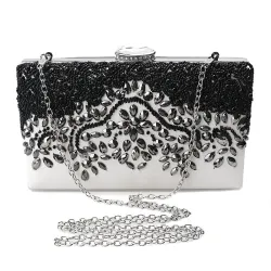 Crystal rhinestone purse - rectangle - black - ladiesTassen