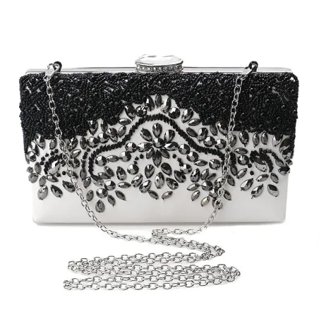 Crystal rhinestone purse - rectangle - black - ladiesTassen