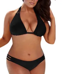 maillot de bain taille basse de deux pièces - plus taille - noir - blanc