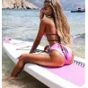 Ensemble bikini chaud - maillot de bain - rose - vert néon