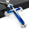 Cross pendant chain - 3D - 3 colours - metal chainKettingen