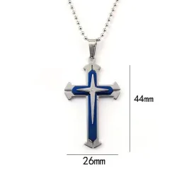 Cross pendant chain - 3D - 3 colours - metal chainKettingen