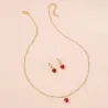 Gouden ketting en oorbellen set - met rood hartHalskettingen