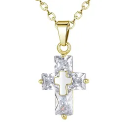 Double cross necklace - gold - womenHalskettingen