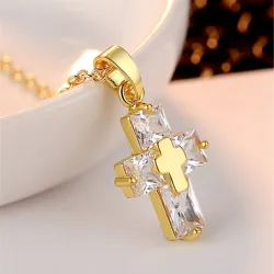 Double cross necklace - gold - womenHalskettingen