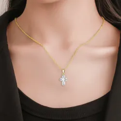 Double cross necklace - gold - womenHalskettingen