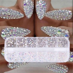 12 boxes / set - AB crystal - rhinestone - diamond gem - glitter - nail artNagels